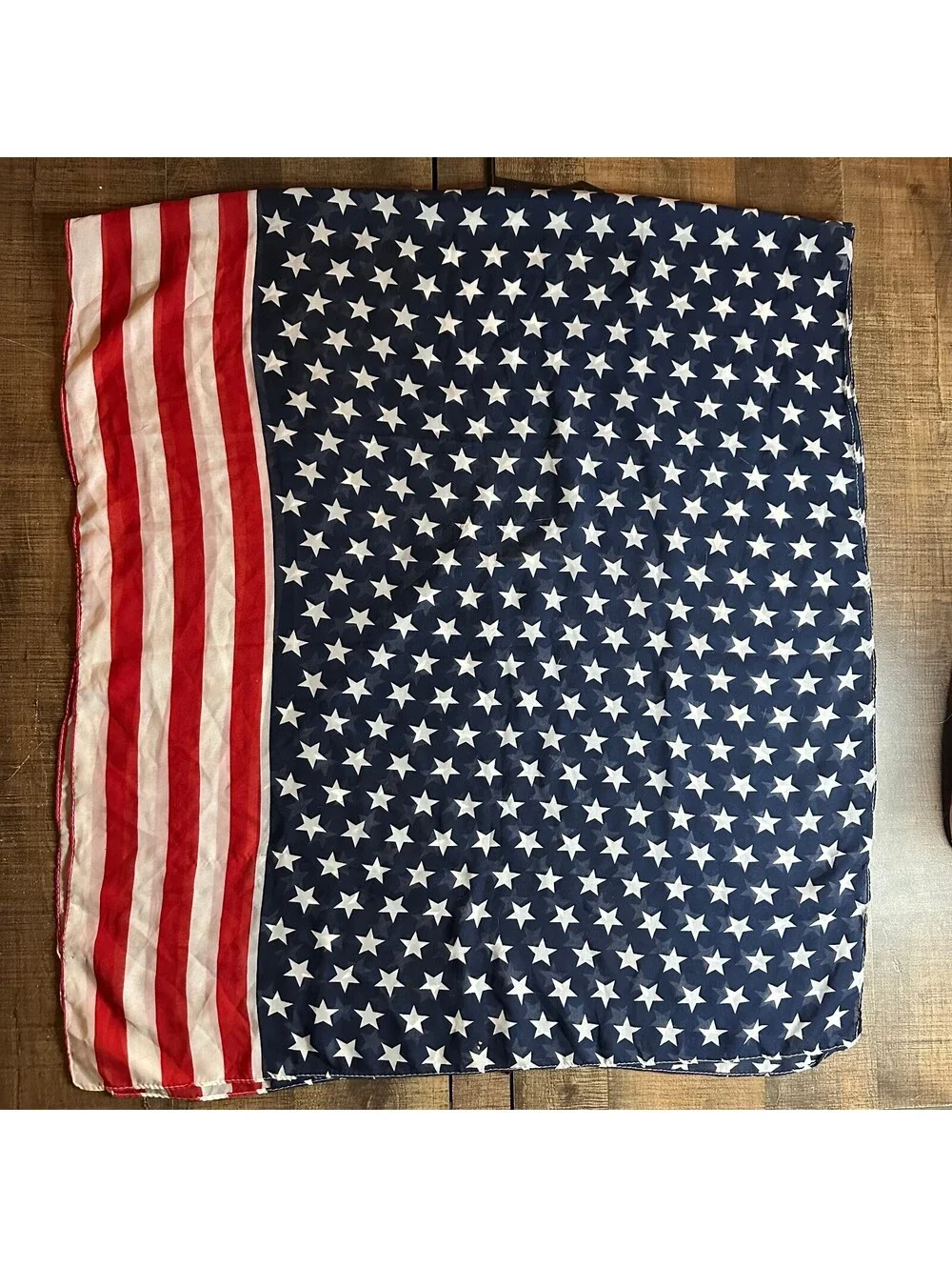 American Flag Patriotic Scarf Wrap Red White Blue Stars Stripes 27x31 USA